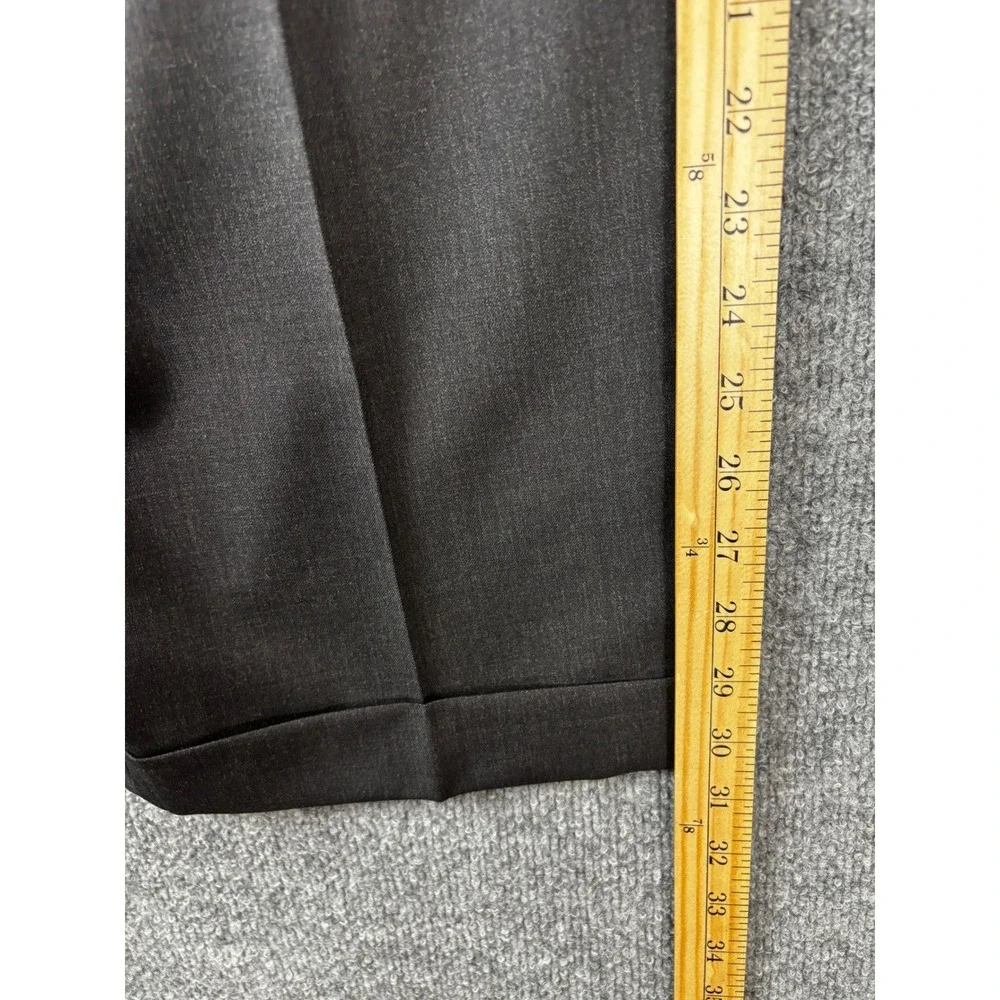 Brooks Brothers Dress Pants Men 43x30.5 Charcoal Grey 100% Wool Pleated Cuffed